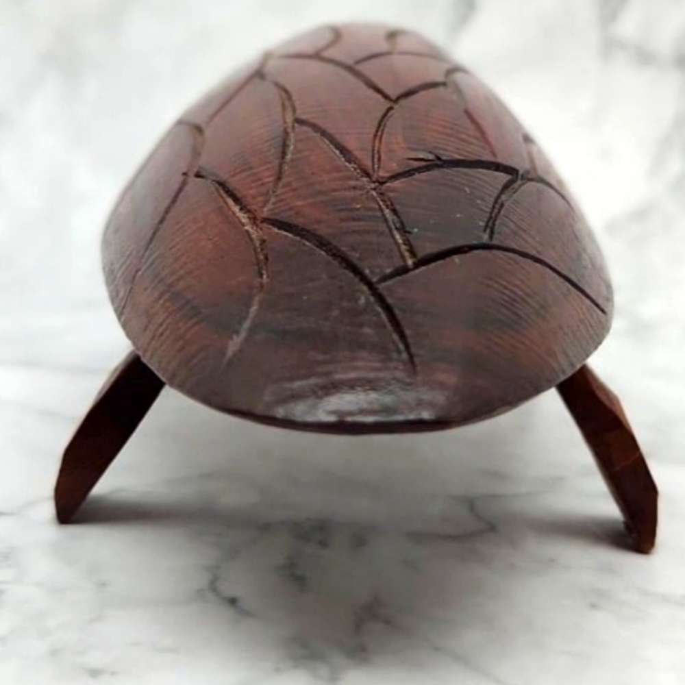Hand Carved Wood Turtle, 8" Folk Art Decor - Picture 8 of 11